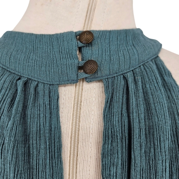 Anthropologie Wide Leg Pants Romper Green Sleeveless VNeck Halter Jumpsuit Large - Picture 6 of 10